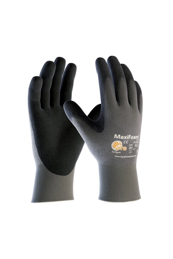 Products Maxifoam Lite Gray 15G Nylon Shell Black Nitrile Foam Coating Medium 12 Pairs Of Gloves