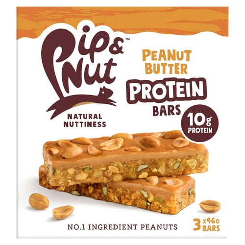 Pip & Nut Protein Peanut Butter Bars 3 x 46g, British Import (Pack of 3)