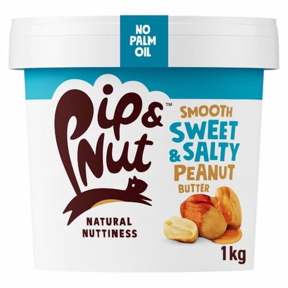Pip & Nut Sweet & Salty Smooth Peanut Butter 1kg, British Import (Pack of 2)