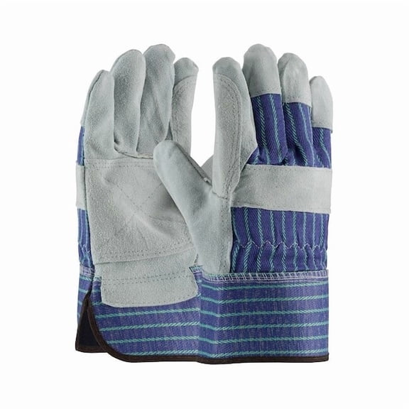 Pip Leather Palm Gloves, Cowhide Palm, Safety Cuff, Blue, 12 PK 82-7763/XL
