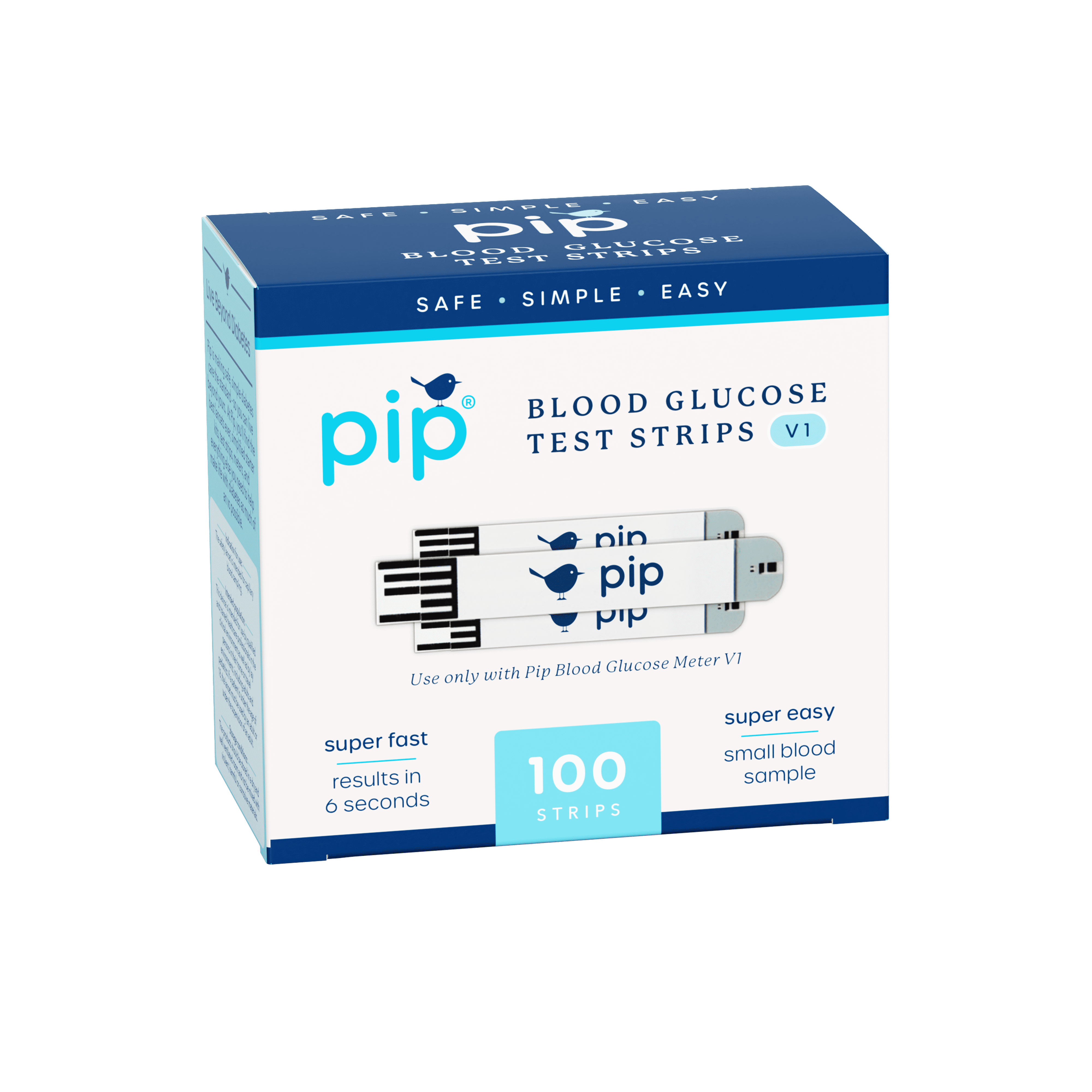 Pip V1 Blood Glucose Test Strips, 100 Count - Diabetic Test Strips for ...