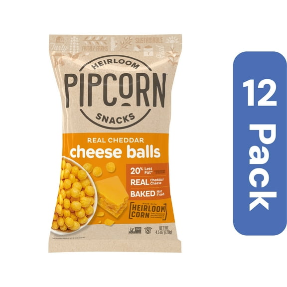 Pipcorn Cheese Balls Cheddar 4.5 oz (Pack Of 12)