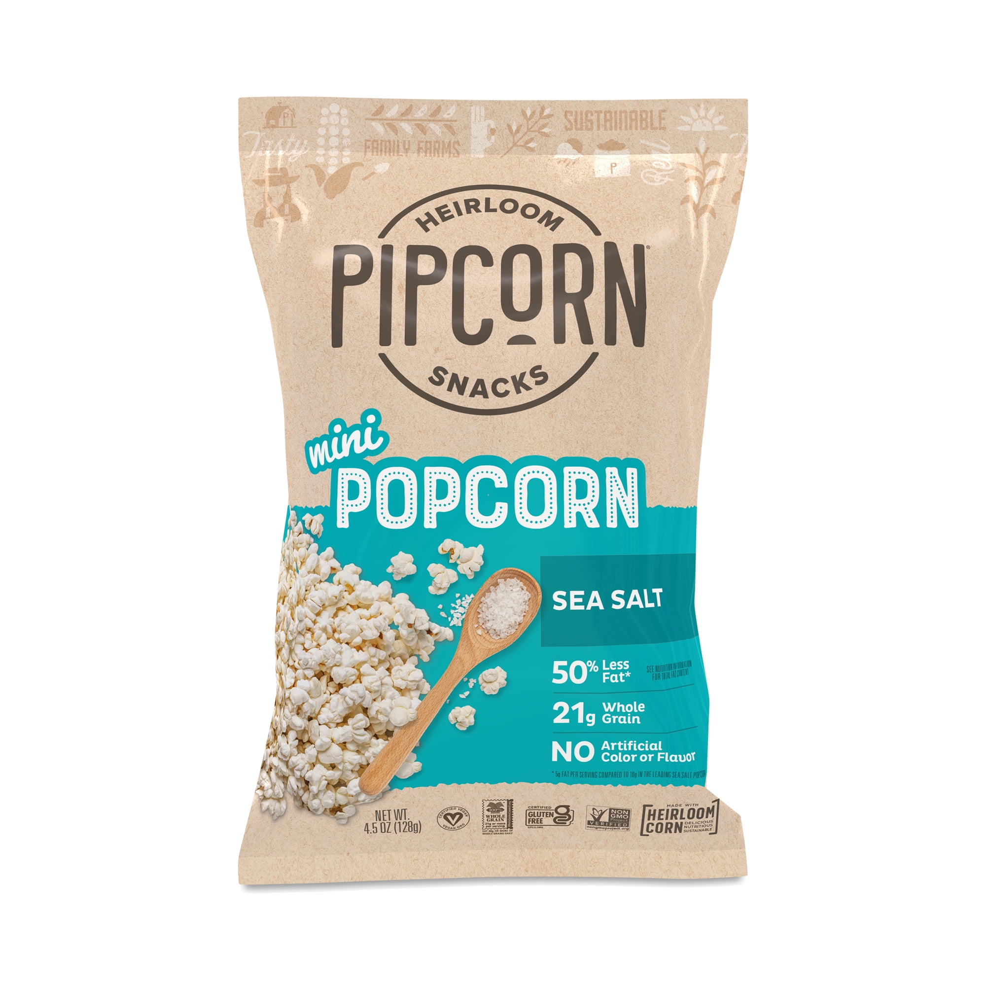 Pipcorn Mini Heirloom Popcorn Sea Salt - 4.5 oz Pack of 2 - Walmart.com