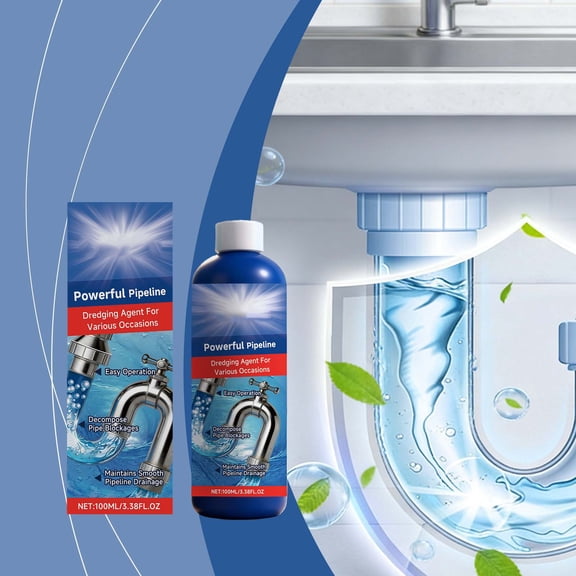 Pipe Agent for Household and Commercial Drain Cleaning, Powerful Clog Remover for Grease and Hair, Safe for PVC and Metal Pipes, Ideal for Kitchen and Bathroom Maintenance