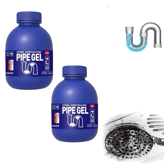 Pipe Bobo Drain Cleaner 2Pcs, 300ml, Professional Strength Pipe Dredging Formula for Kitchen Sinks, Shower Drains, Tubs, Dissolves Blockages