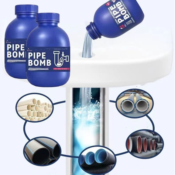 Pipe Bobo Drain Cleaner, Multi-Purpose Drain Cleaner, 300ml/10.6oz Professional-Grade Drain Opener for Kitchen, Bathroom, Shower