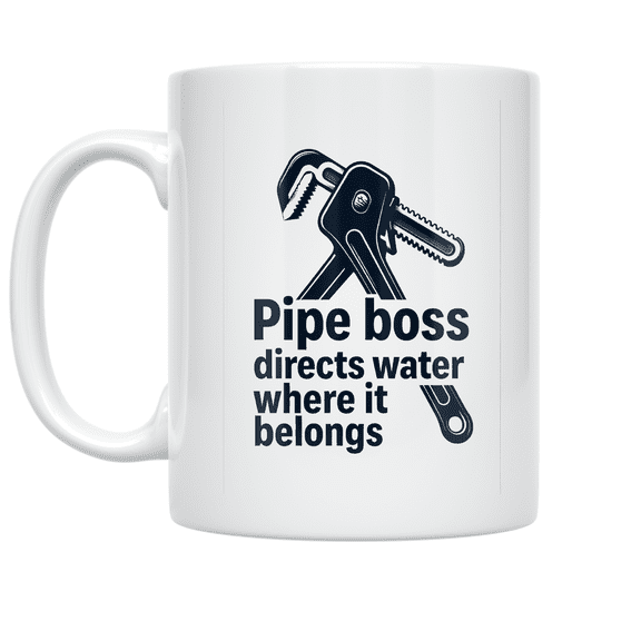 Pipe Boss Directs Water Where It Belongs - Plumber Enthusiast - 11 oz Ceramic Coffee Mug