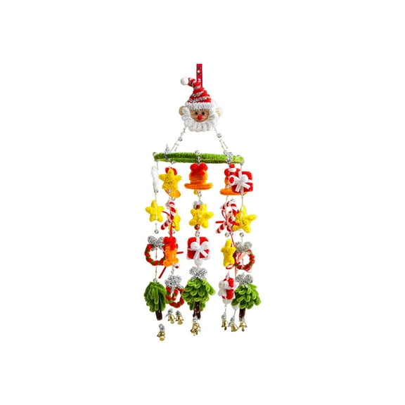 Pipe Cleaner Christmas Tree Wind Chimes Wreath Ornament Diy Craft, Handmade Hanging Decor For Home Party, Christmas Decoration With Santa Claus Tree And Wreath Elements
