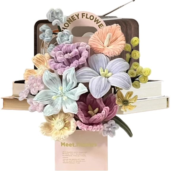 Pipe Cleaner Flower Craft Kit - Chenille Stems, 1 Pieces Fuzzy Wires for Bouquet Design, Pliable Twists with Vibrant Tones, Artware, Modeling Rods for Wedding, and Table Ornament