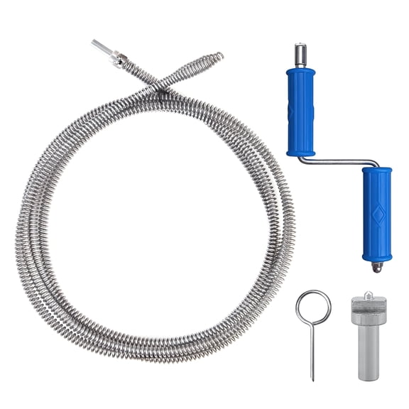Pipe Cleaner Toilet Drain Tool Household Floor Drain Clog Manual Drain Cleaner Spring Pipe Cleaning Tool (with 8 Different Attachments)