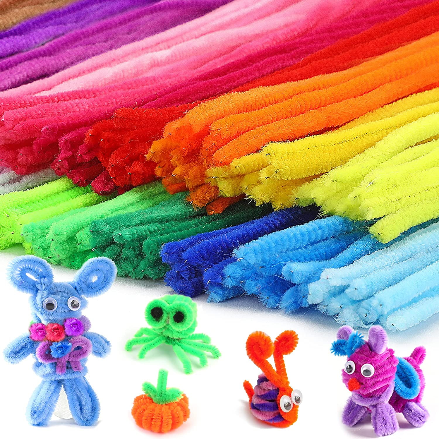 READY 2 LEARN Chenille Stems - Set of 324 - 10 Colors - Soft Pipe Cleaners  - Art Supplies for DIY Crafts - 12 in. long
