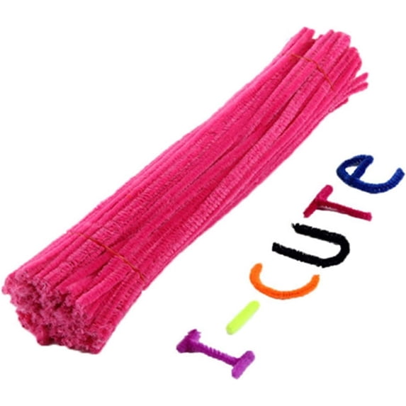 Pipe Cleaners 30cm Glitter Chenille Stems Pipe Cleaners Kids Plush Colorful Pipe Cleaner Toys Handmade DIY Craft Supplies Craft Pipe Cleaners (Color : Rose, Size : 100pcs)