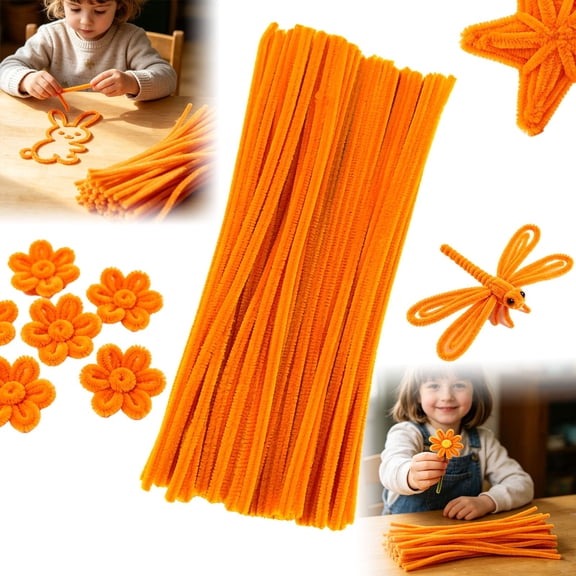 Pipe Cleaners Bulk Green Chenille Stems, Fuzzy Pipe Cleaners for Flower Making, Arts and Crafts Decorations Supplies for Festivals DIY Projects 100 Pcs