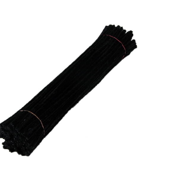 Pipe Cleaners Chenille Stem, DIY Craft Pipe Cleaners,12 Colors Solid Color Pipe Cleaners, Art Pipe Cleaners for Fuzzy Sticks Craft Supplies DIY Art Craft Projects, 100pcs(Black,12x0.6")