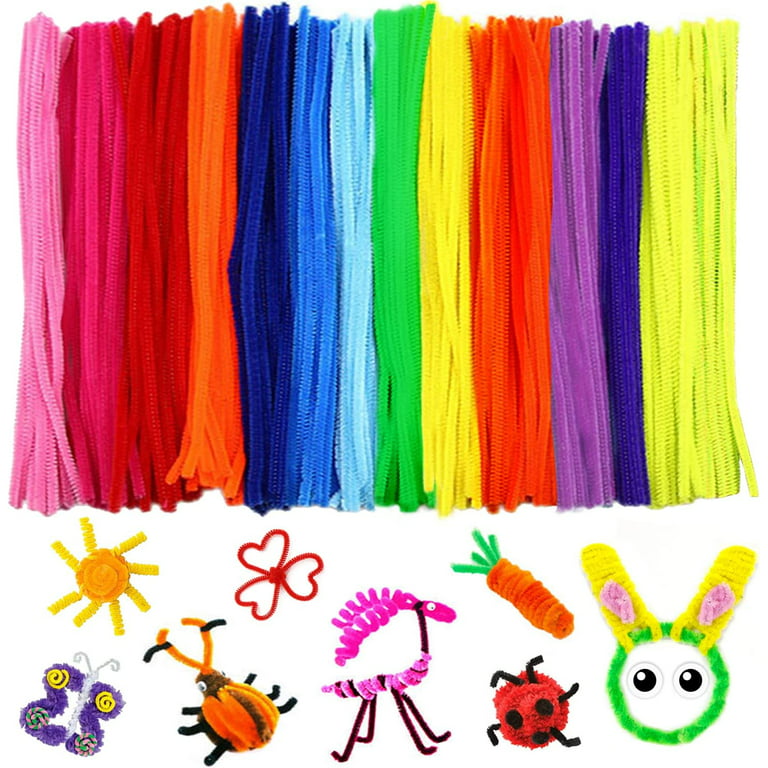 50PCS Multicolor Mixed Plush Iron Wire Flexible Flocking Craft Sticks Pipe  Cleaner Creativity Developing DIY - (Color: Yellow)