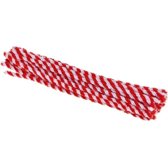 Pipe Cleaners Craft Chenille Stems 50pcs Plush Fuzzy Pipe Cleaner Twistable Stick for DIY Crafts Christmas Decorations Kindergarten School Art Projects White Red