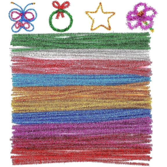 Pipe Cleaners Craft Chenille Stems -Scheam 100 Pcs Glitter Multicolor Chenille Cleaners, Glitter Pipe Cleaners, DIY Art & Craft Projects, Kids Fuzzy Sticks Crafts,Sparkle Crafting Colors