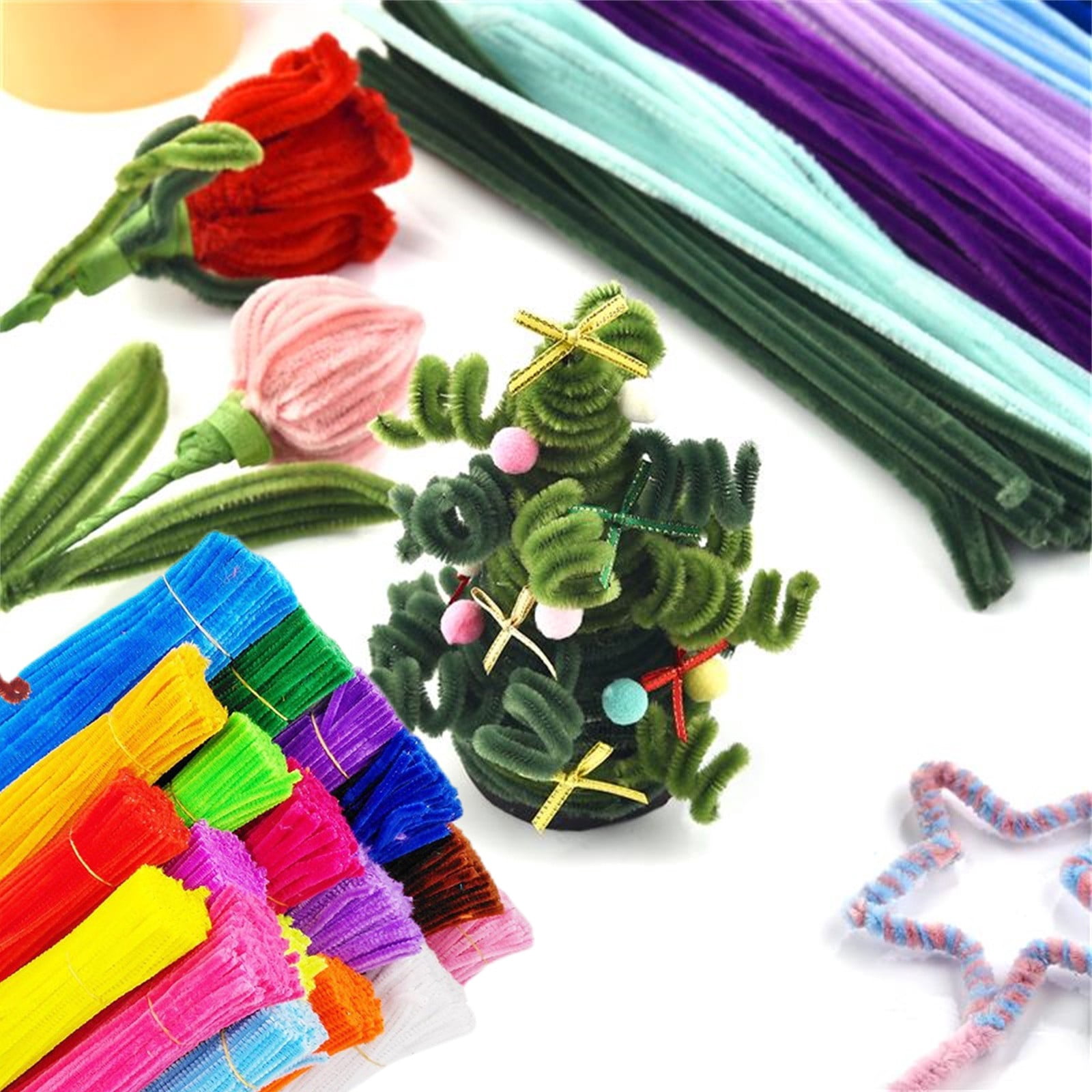 Pipe Cleaners Craft Set, 100/400 Pcs Chenille Stems with Floral DIY Accessories, Multicolor Flexible Craft Stems for Art Crafts & Decorations
