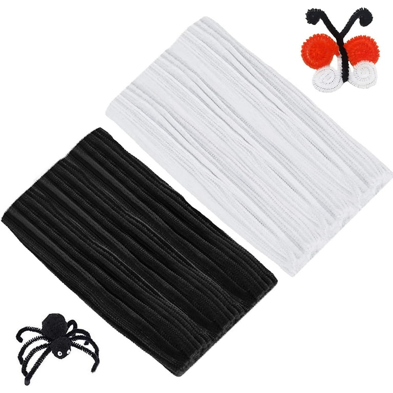 Pipe Cleaners Craft Supplies - 100pcs Black Pipe Cleaners Craft and 100pcs  White Pipe Cleaners, Craft Kids DIY Art Supplies, Pipe Cleaner Chenille  Stems 
