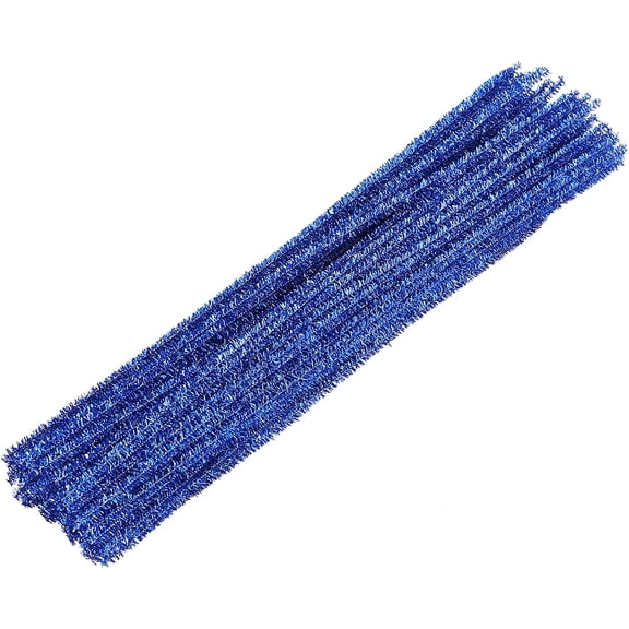 Pipe Cleaners Craft Supplies Glitter Pipe Cleaners, 100Pcs 30cm Chenille Stems Christmas Tree Ornament for Home Xmas Decoration (RoyalBlue)