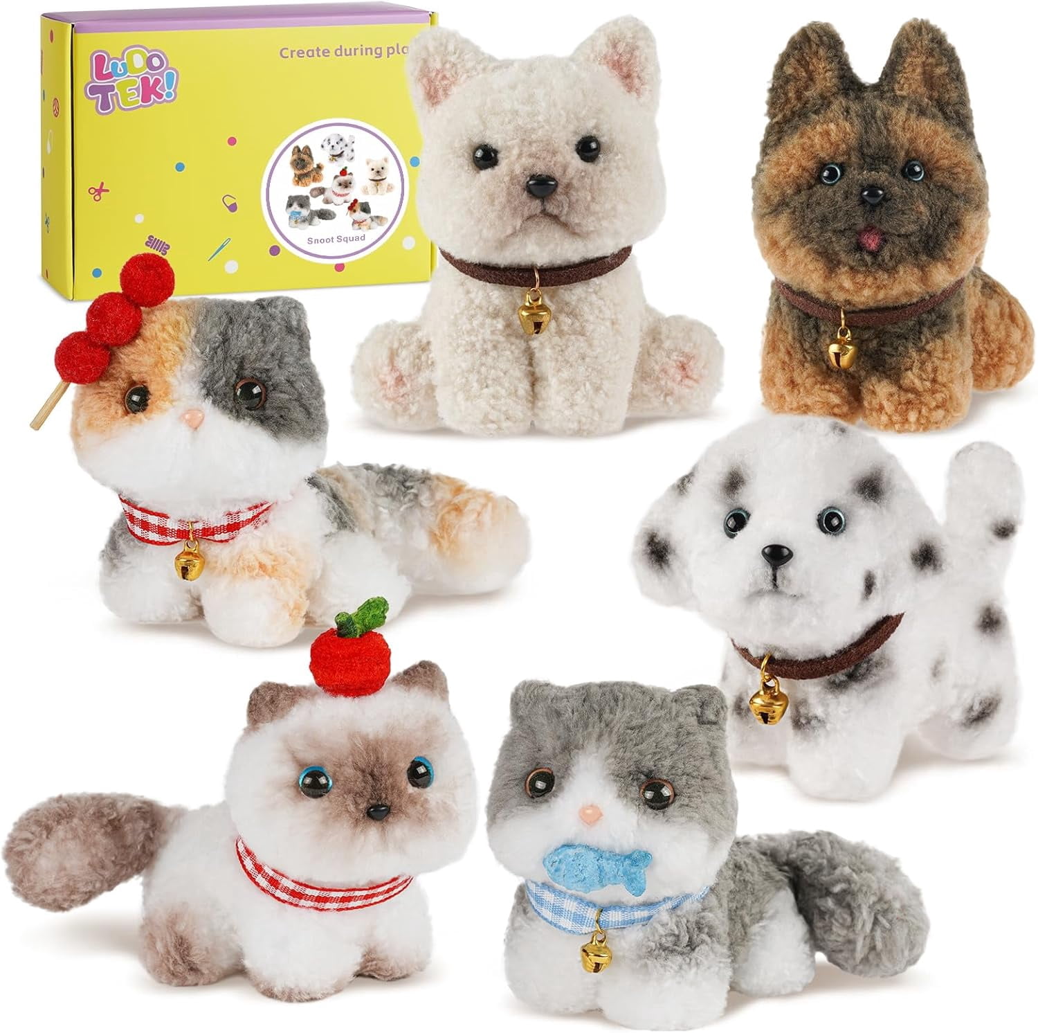 Pipe Cleaners Craft kit, A Pipe Cleaner kit Suitable for Beginners. It Includes a Kits for Making The Shapes of 6 Animal and Comes with Simple and Easy-to-Understand Video tutorials(Cat and Dog)