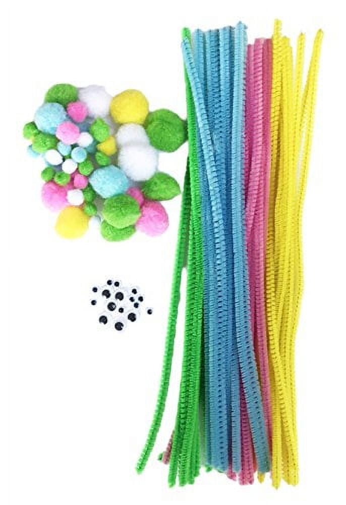 MOMENTUM BRANDS Pipe Cleaners Easter Themed Crafting Chenille Stems Googly Eyes Pompoms DIY Craft Set (102 Piece)
