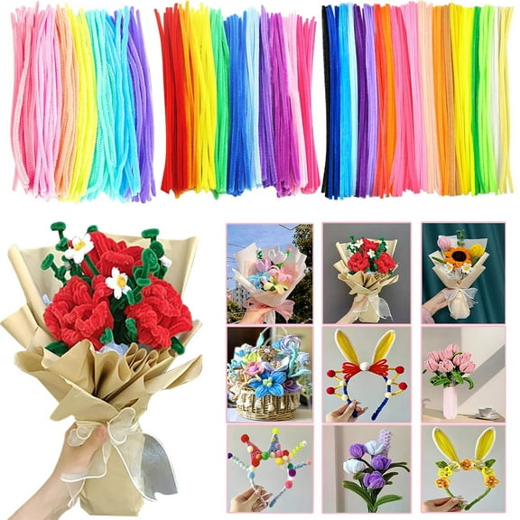 Pipe Cleaners | Flexible Twisting Rods | Multiple Colors | Steel Core & Soft Fibers | Easy to Shape, Cut, and Bend | Craft Stems for Bouquets, Decor, Gifts | 30cm | 100 Pack