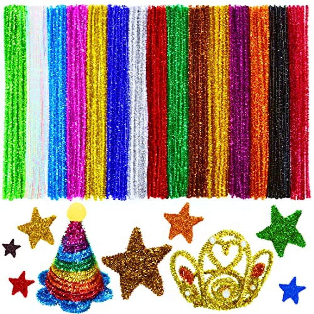 Bundooraking Pipe Cleaners, Glitter Pipe Cleaners Craft, Arts and Crafts, Crafts, Craft Supplies, Art Supplies (200 Metallic-Colored Glitter Pipe Cleaners)