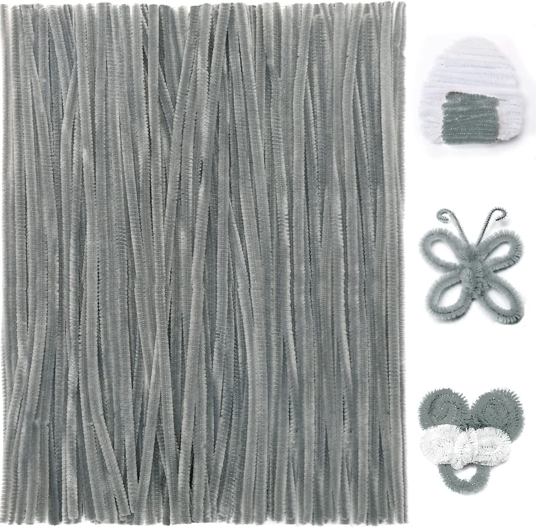Pipe Cleaners for Crafts (200pcs in Gray), 12 inch Long Pipe Cleaners
