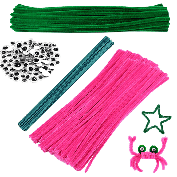 Pipe Cleaners and self-Adhesive Wiggle Eyes Set, Christmas Pipe Cleaners, Pipe Cleaners Bulk, Art and Craft Supplies, Chenille Stems Pipe Cleaners, Pipe Cleaner Crafts