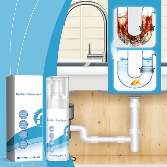 Pipe Cleaning Foam Spray 100ml, Powerful Drain Cleaner for Kitchen Sink and Bathroom Clogs, Fast-Acting Sewer Dredging Powder Alternative