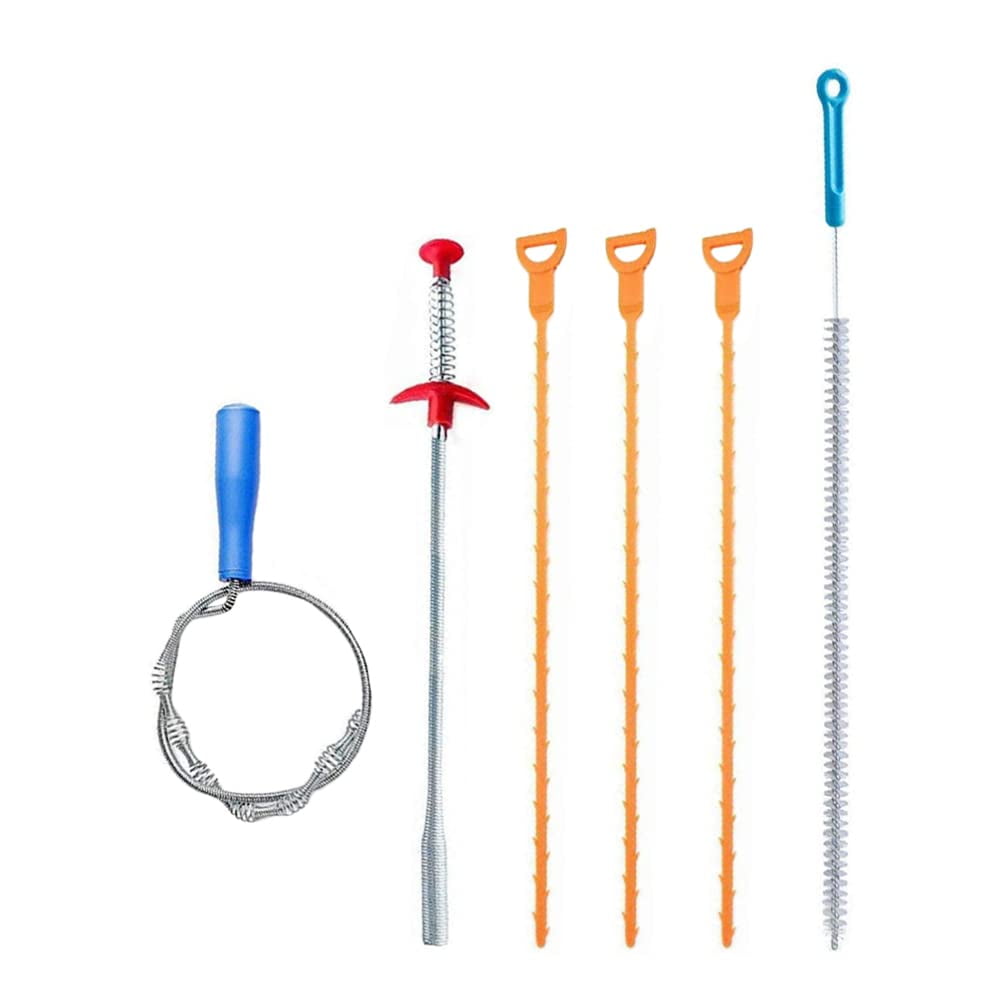 Pipe Cleaning Tool 6pcs Hair Drain Clog Remover Rubber Snake Cleaning