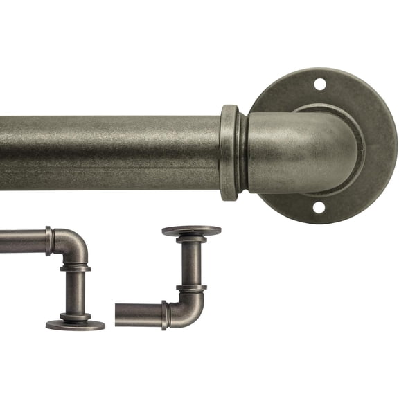 Pipe Curtain Rod 18 to 88 Inch,1 Inch Diameter Adjustable Wrap Around Curtain Rod,Metal Window Treatment Rods,Ideal as Your Kitchen,Bedroom,Outdoor Patio Etc