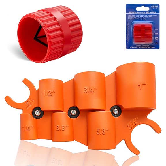 Pipe Deburring Tool Kit, 1/4'' to 1'' Adjustable, Inner/Outer Reamer for PVC, PPR, Brass, CPVC, PE-RT, Aluminum Tubing, Perfect for Precise Chamfering and Smoothing