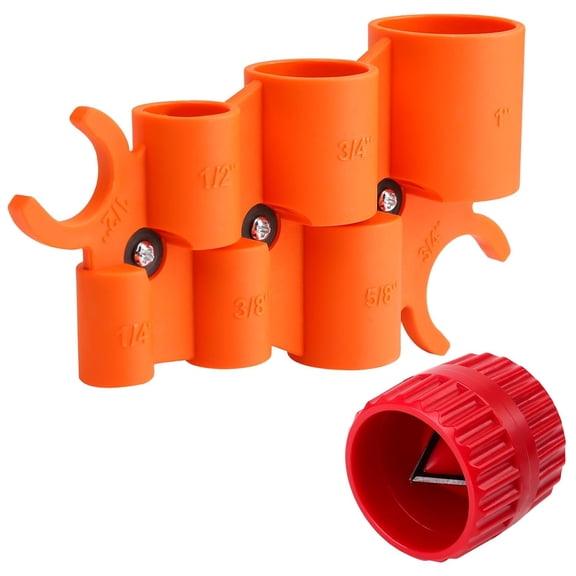 Pipe Deburring Tool Kit,1/4'' - 1'' Depth Gauge Plumbing Tools and 1/8'' to 1-5/8'' Inner/Outer Reamer Pipe Tubing Chamfer Tool for PVC PPR Brass CPVC PE-RT Aluminum