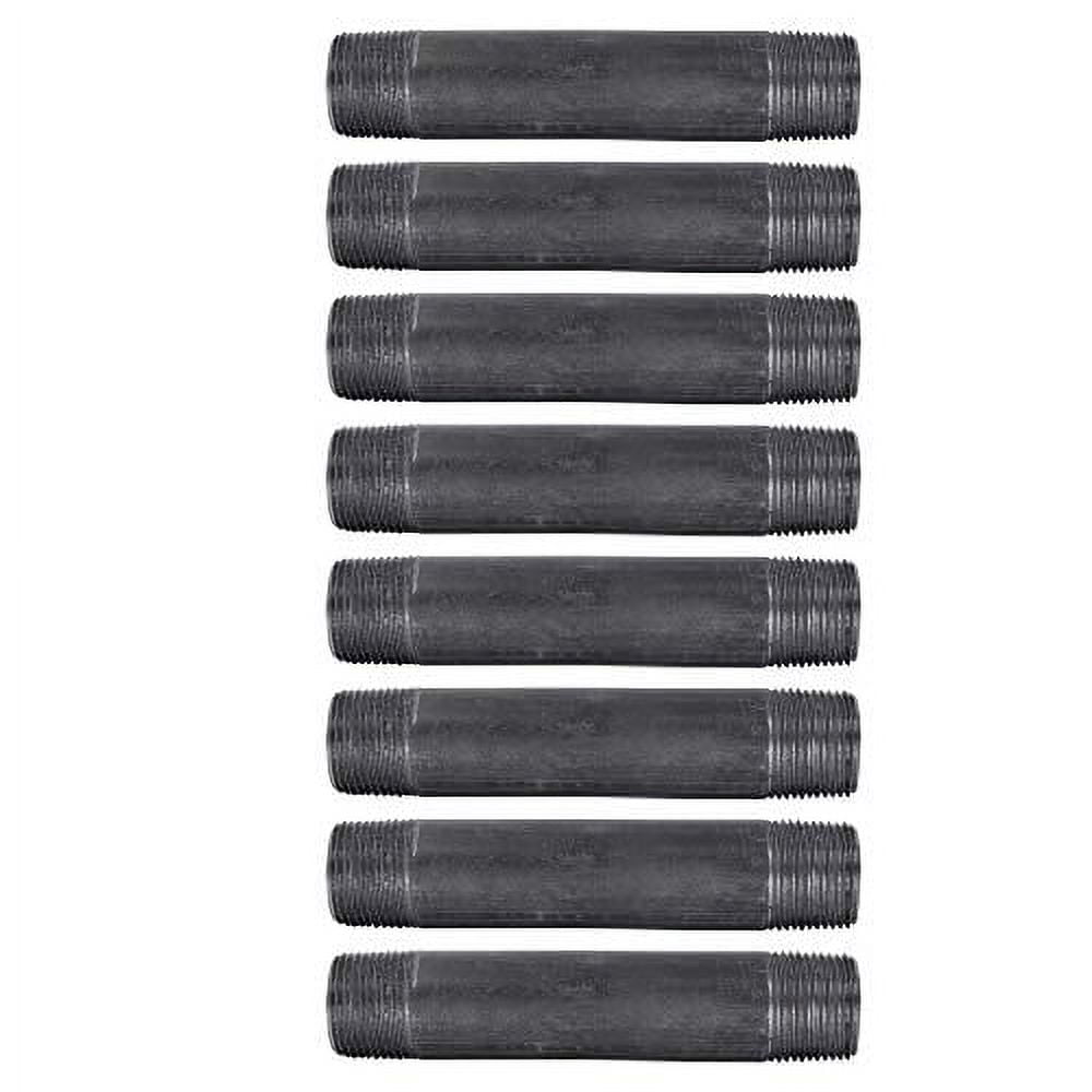 Pipe Decor 3/4? x 5? Malleable Cast Iron Pipe, Pre Cut, Industrial Steel Grey Fits Standard Three Quarter Inch Black Threaded Pipes Nipples and Fittings, Build Vintage DIY Furniture, 8 Pack