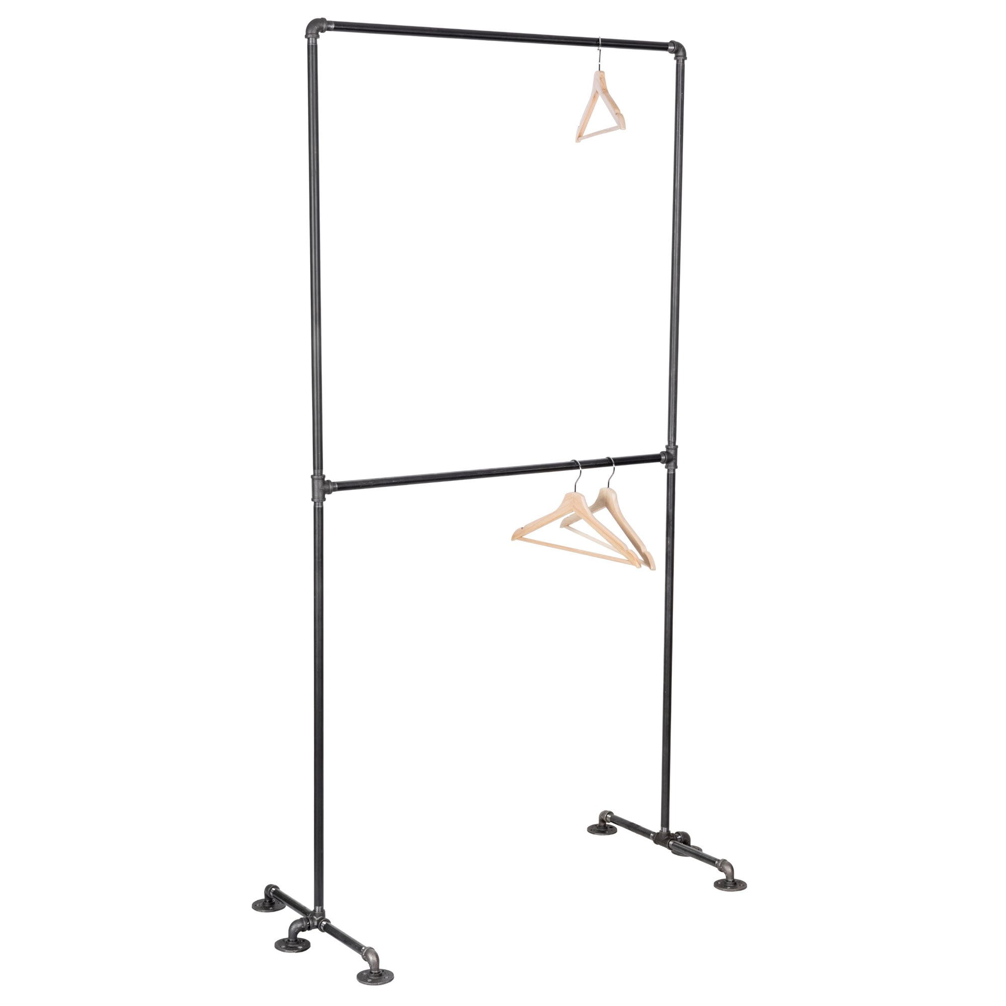 Industrial Black Steel Double Hung Clothing Rack