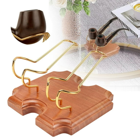 Pipe Display Stand Basdi Solid Wood Pipe Stand Holder - Handmade Tabletop Display for Single/Multiple Pipes, Natural Finish & Stable Base, Vintage Decoration for Desk/Shelf & Collector's Choice
