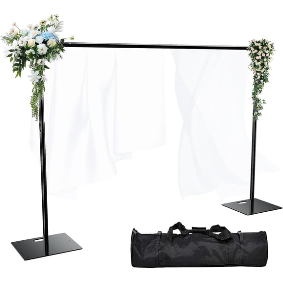 Pipe and Drape Backdrop Stand Kit Backdrop Stand For Parties 8ftx10ft Adjustable Photo Backdrop Stand Heavy Duty Background Stand for Wedding Banquet Decorations Black