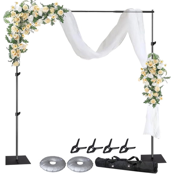 Pipe and Drape Photography Backdrop Stand Kit Adjustable Photo Background Stand 10ft x 8.5ft with Metal Base for Parties Weddings Birthday Party Events Photo booth With 4 Clamps,Carrying Bag.