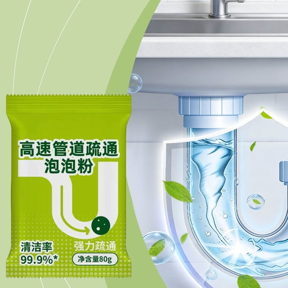 Pipe Dredging Powder 80g Drain Unblocker Cleaner for Kitchen Bathroom Toilet Fast Dissolving Pipe Cleaner Odor Removal Grease Blockage Breakdown Plumbing Maintenance Solution