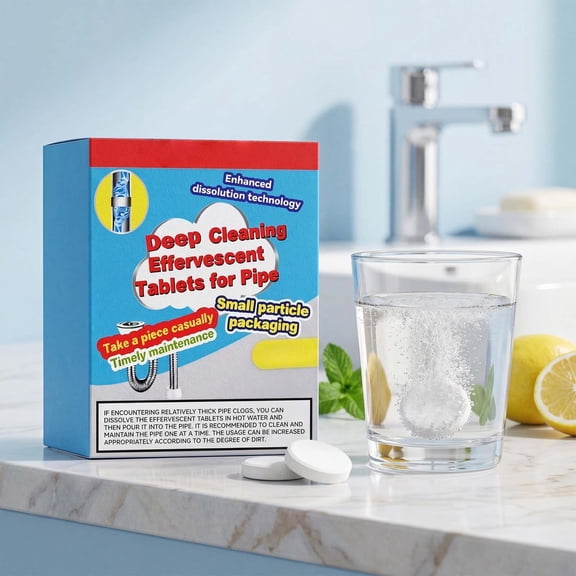 Pipe Effervescent Drain Clog Remover Tablet Strips, Bathroom Sink Drains Cleaner Odor Stain Killer, Enzyme Drain Cleaner for Bathtub Toilet Deep