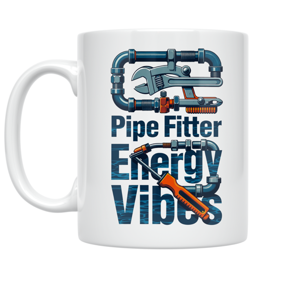 Pipe Fitter Energy Vibes - Pipe Fitter Enthusiast - 11 oz Ceramic Coffee Mug