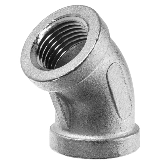 Pipe Fitting - 304 Stainless Steel - Class 150 - 45 Degree Elbow - 1/2" BSPT Female