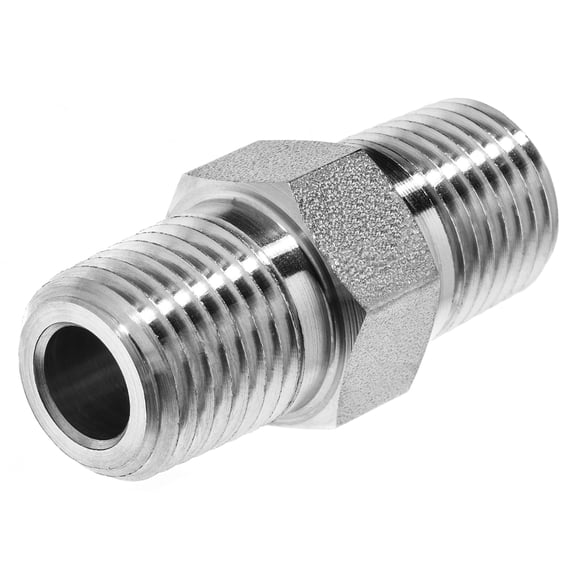 Pipe Fitting - 304 Stainless Steel - Class 150 - Hex Nipple - 2" NPT Male x BSPT Male
