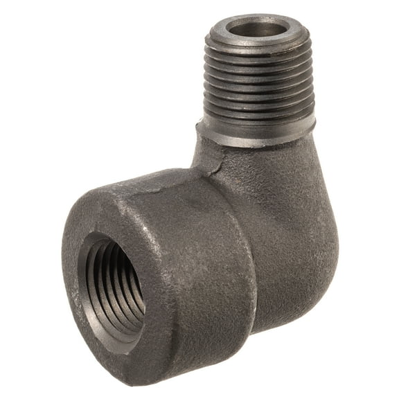 Pipe Fitting - Black-Coated Steel - Class 3,000 - Street Elbow - 3/8" NPT Female x NPT Male