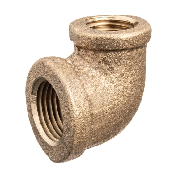 90 Degrees Elbow Reducer Brass Brass Class 125 Pipe Fittings, 1 1/2 in Female NPT X 3/4 in Female