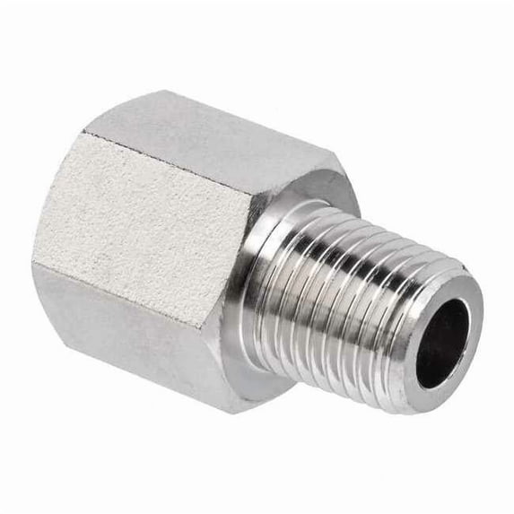 Reducing Adapter Brass Brass Class 1000 Pipe Fittings, 1/4 in Female NPTF X 1/8 in Male NPTF