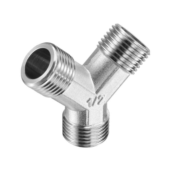 Pipe Fitting G1/2 Male Y Shape 3 Way Wye Hose Connector Adapter Nickel-Plated Copper