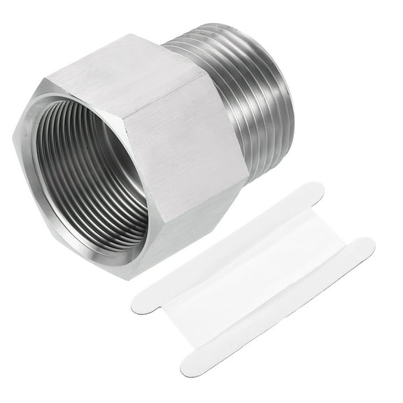 Pipe Fitting Reducing Adapter, 1" NPT x M33 Reducer Connector, Silver